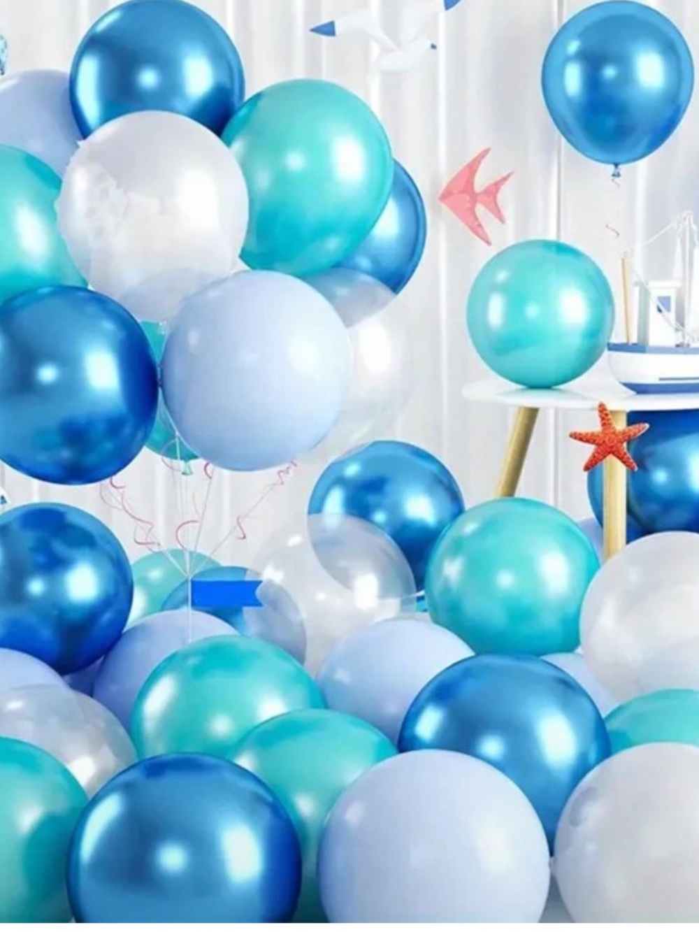 Pack of 55 latex 10” Assorted Blue Balloons
